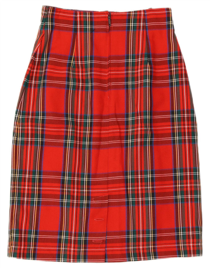 jupe crayon femme vintage UK 9/10 Petit W26 Rouge Check Polyester