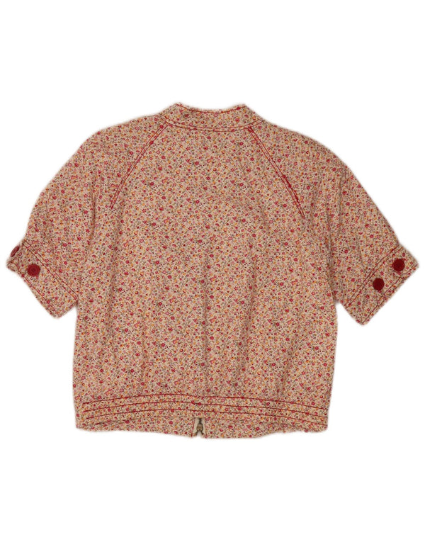 vintage Womens Crop Bomber Jacket UK 12 Moyen Multicolore Floral