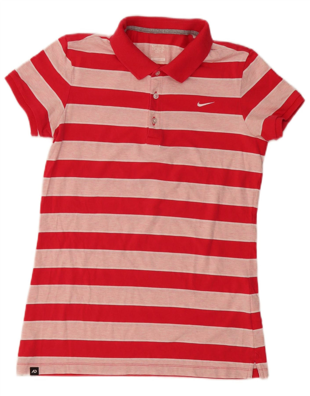 NIKE Womens Polo Shirt UK 12 Medium Red Striped Cotton Vintage Nike and Second-Hand Nike from Messina Hembry 