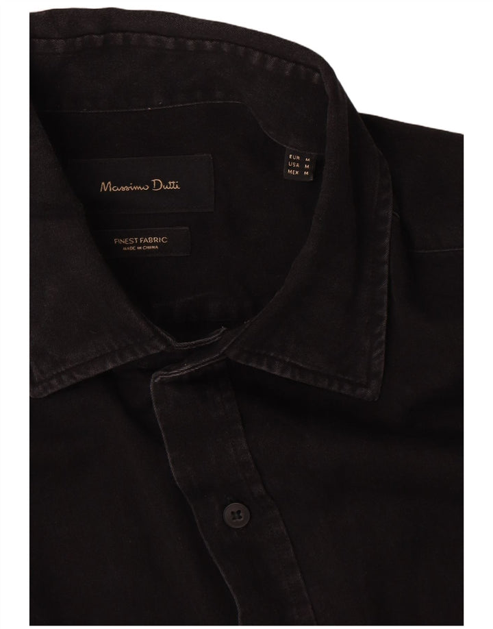 Massimo Dutti Chemise en Jean Homme Noir Moyen Coton