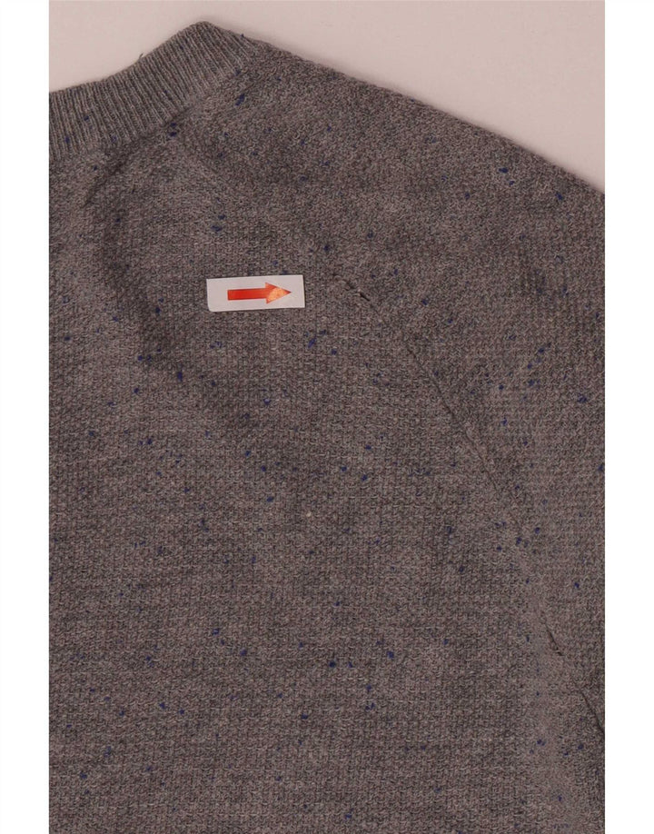 Zara Pull Col Bateau Homme Gris Moyen Moucheté Coton