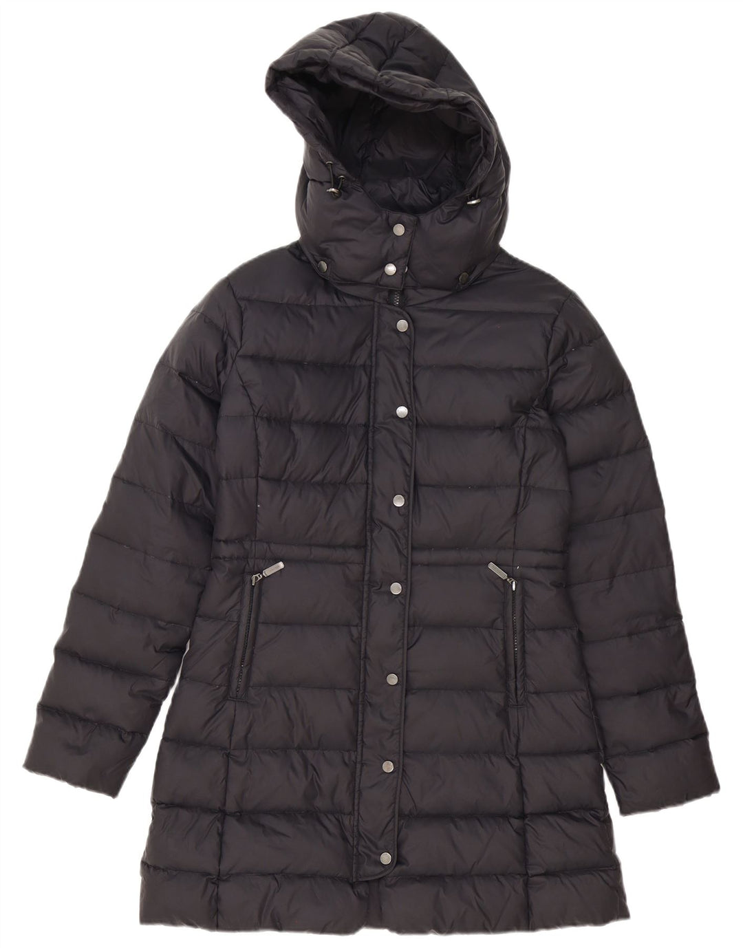 Benetton Manteau Rembourré À Capuche Femme IT 44 Polyester Noir Moyen