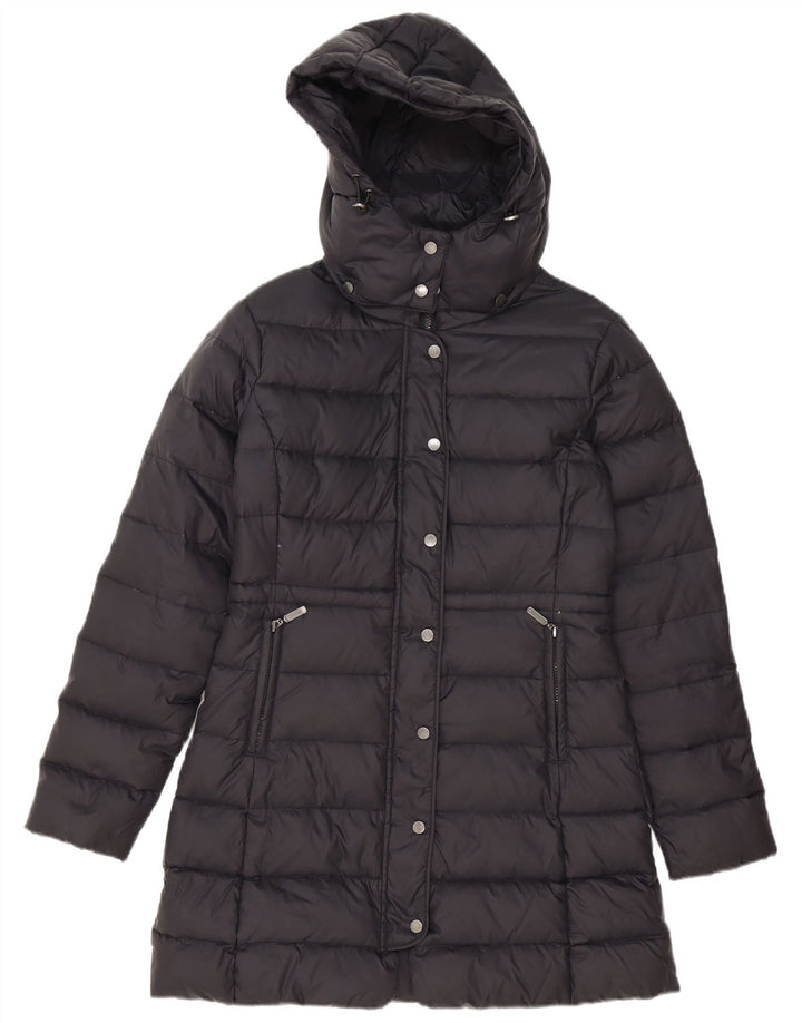 Benetton Manteau Rembourré À Capuche Femme IT 44 Polyester Noir Moyen