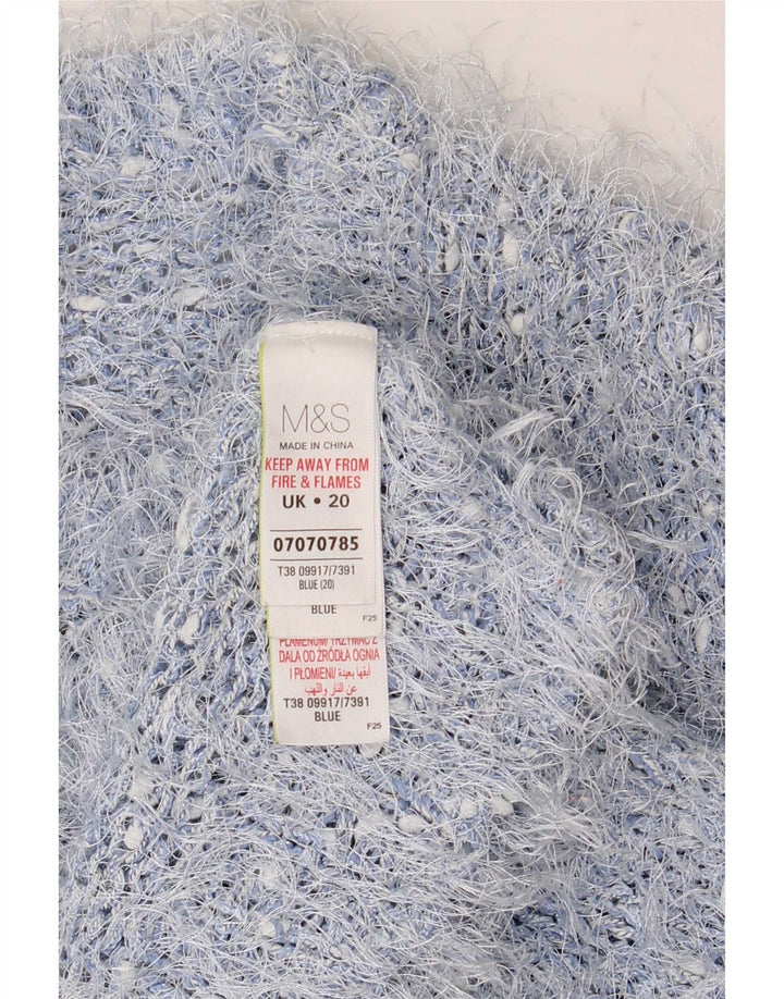 Marks & Spencer Pull à col rond pour femme UK 20 2XL Bleu Polyester