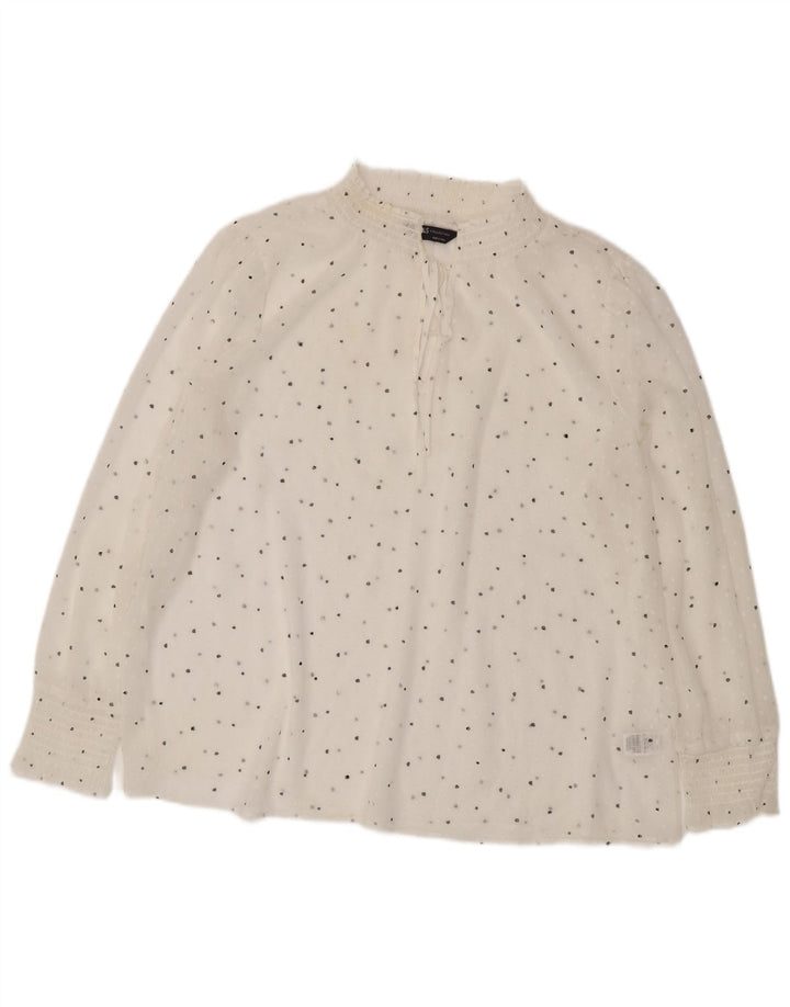 Marks & Spencer Chemisier à manches longues pour femme UK 18 XL Blanc à pois