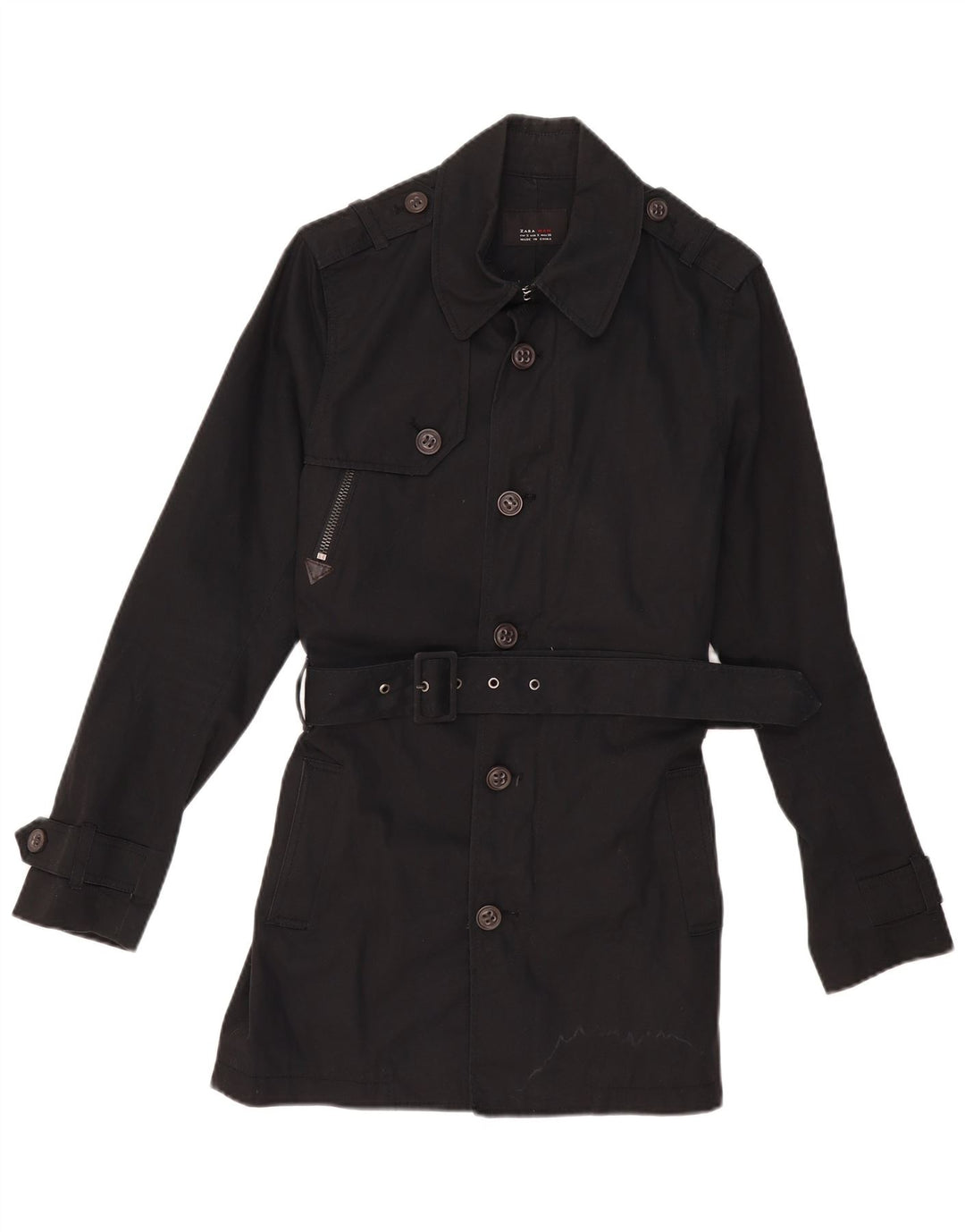 ZARA Trench Homme UK 36 Petit Coton Noir
