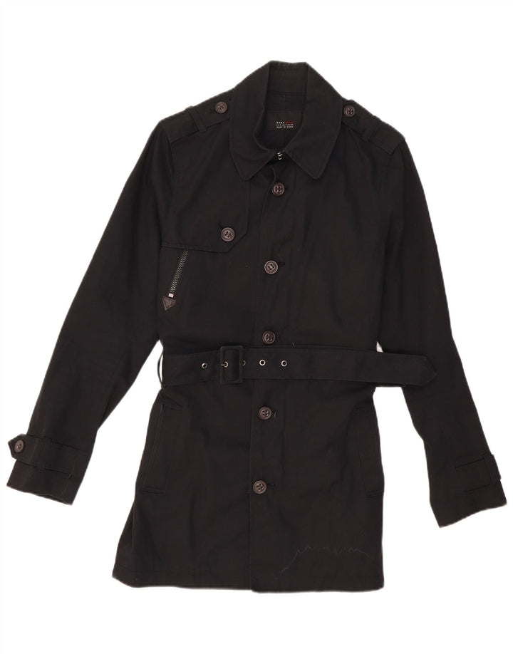 ZARA Trench Homme UK 36 Petit Coton Noir