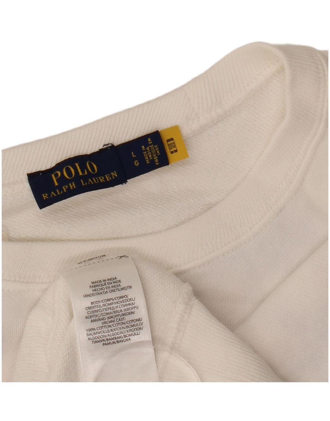 POLO RALPH LAUREN Sweat-shirt court pour femme UK 16 Large Blanc