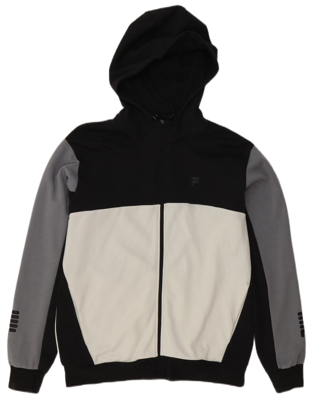 Fila Pull à capuche zippé pour homme Large Noir Colourblock