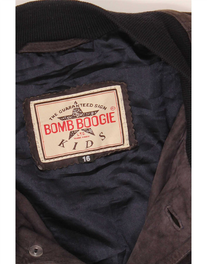 Bomb Boogie Blouson Bomber en Daim Garçon 15-16 ans Gris Colorblock