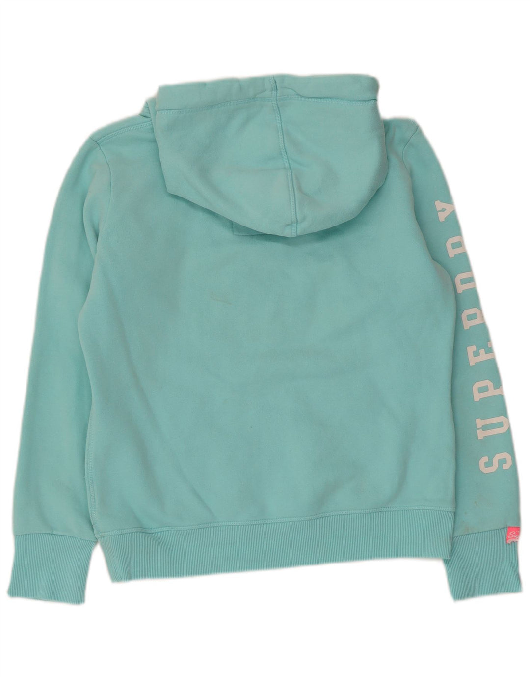 SUPERDRY Pull à capuche graphique surdimensionné pour femme UK 10 Small Turquoise