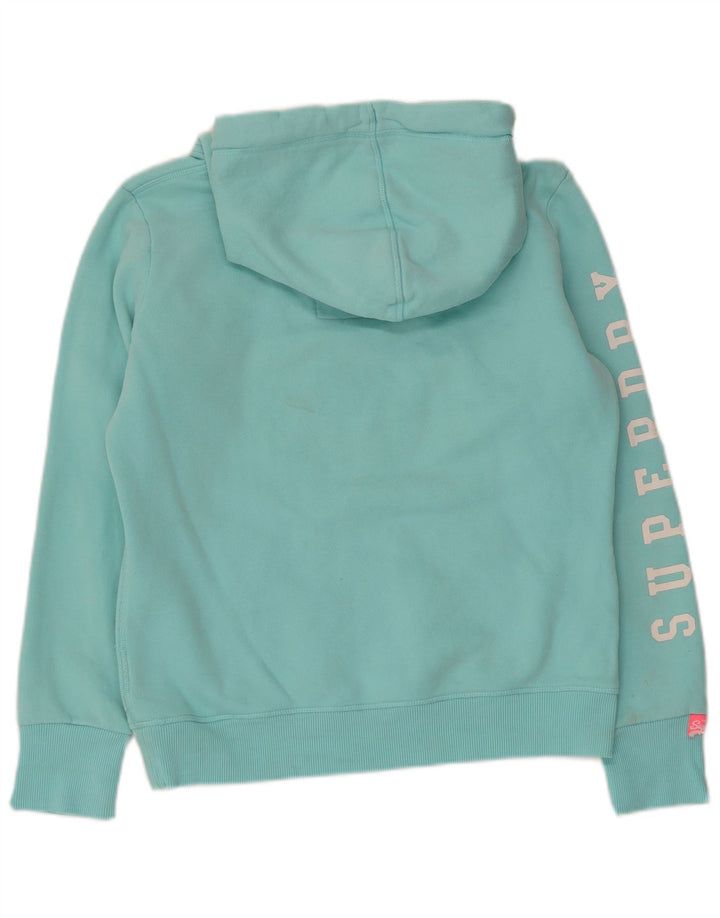 SUPERDRY Pull à capuche graphique surdimensionné pour femme UK 10 Small Turquoise