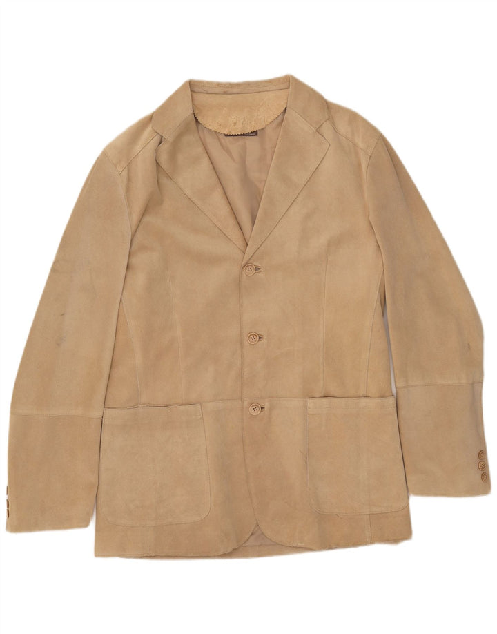 J.J.Scott Veste blazer en daim à 3 boutons pour homme IT 52 XL Cuir beige