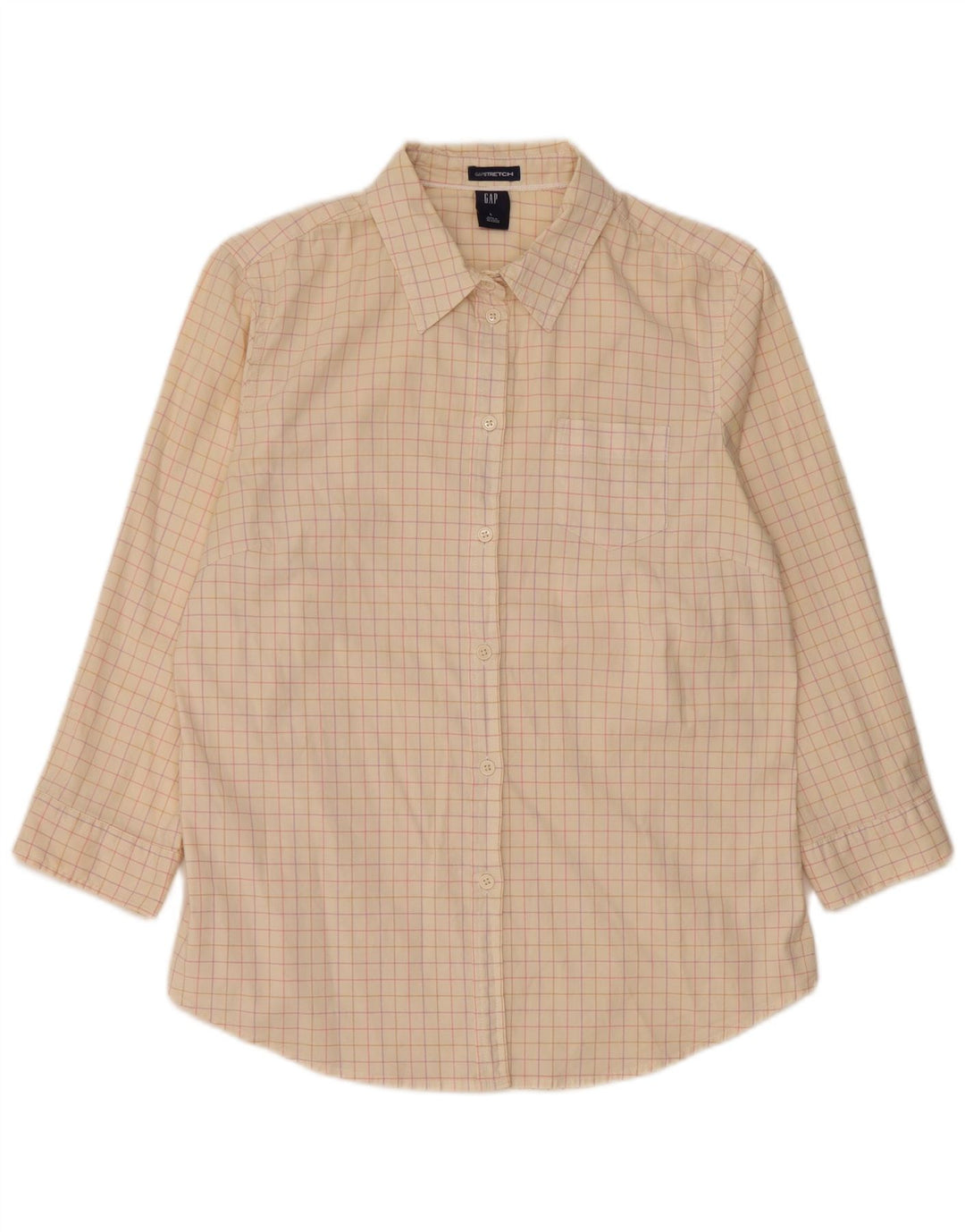 Gap Chemise à manches 3/4 pour femme UK 16 Grand carreaux beiges