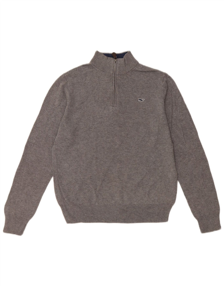 VINEYARD VINES Pull col zippé pour garçon 15-16 ans Grand Gris Coton