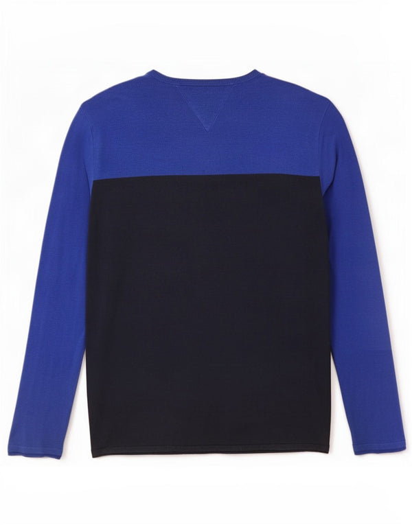 Tommy Hilfiger Haut à manches longues pour hommes en coton color block bleu petit