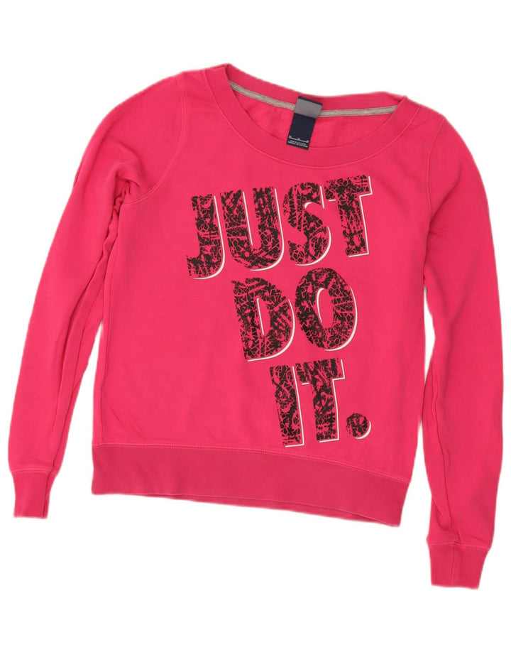 Nike Sweat-shirt graphique pour femme UK 12 en coton rose moyen