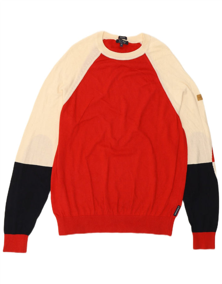 Armani Jeans Pull Col Bateau Homme Rouge Moyen Colourblock