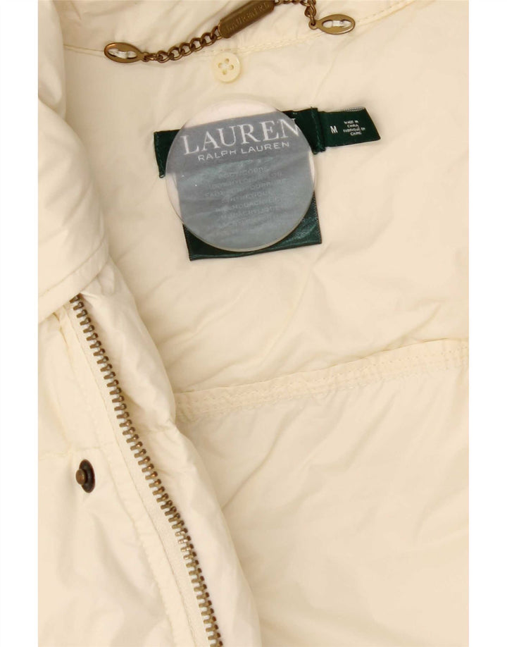 Ralph Lauren Manteau rembourré pour femme UK 14 Medium Off White Nylon