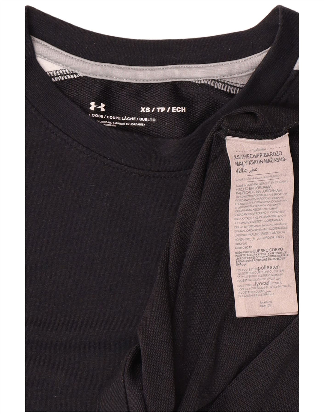 UNDER ARMOUR Haut ample à manches longues pour femme UK 6 XS Noir Colourblock