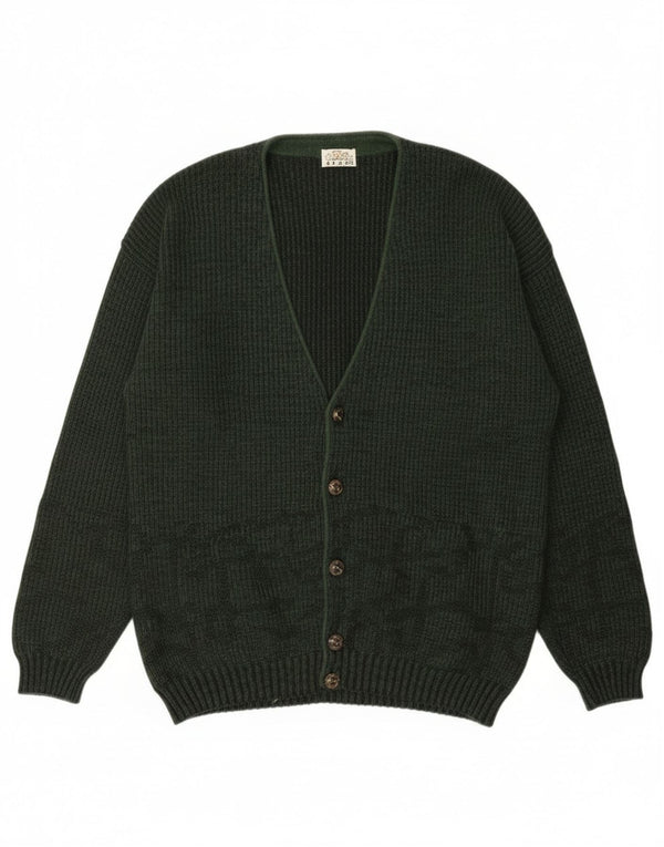 vintage Mens Cardigan Pull Grand Vert