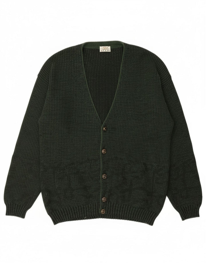 vintage Mens Cardigan Pull Grand Vert