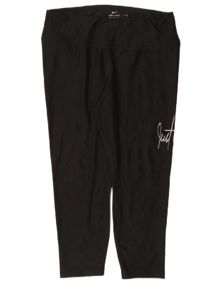 NIKE Legging Capri Dri Fit Graphic pour femme UK 18 XL Noir Polyester