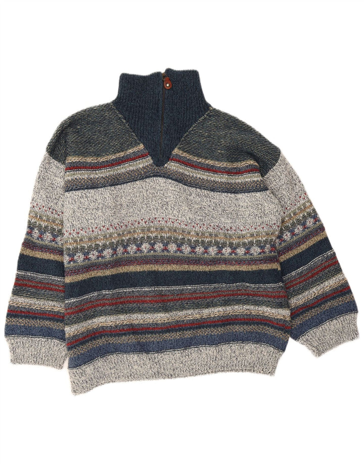 Angelo Litrico Pull Col Zippé Homme Rayé Multicolore Moyen