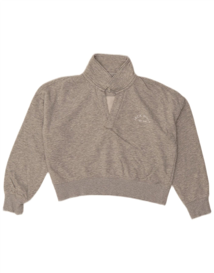 Jack Wills Sweat-shirt court surdimensionné pour femme UK 8 Petit gris moucheté