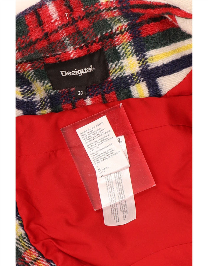 Desigual Manteau croisé femme EU 38 Polyester à carreaux rouge moyen