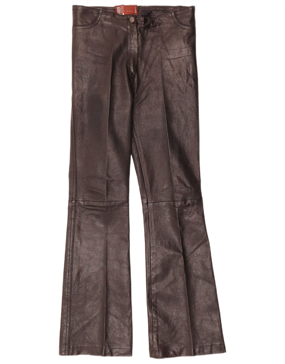 Pantalon évasé en cuir femme vintage W28 L30 Noir