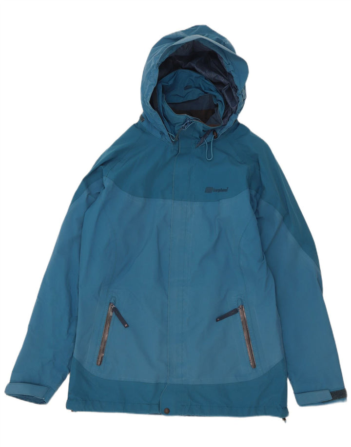 Berghaus Veste de pluie surdimensionnée à capuche pour femme UK 10 Small Bleu Colorblock