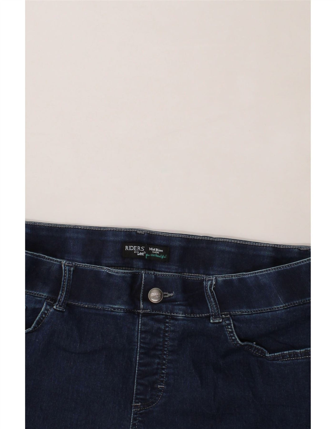 LEE Womens Raiders Mid Rise Capri Jeans W38 L19 Navy Blue Vintage Lee and Second-Hand Lee from Messina Hembry 