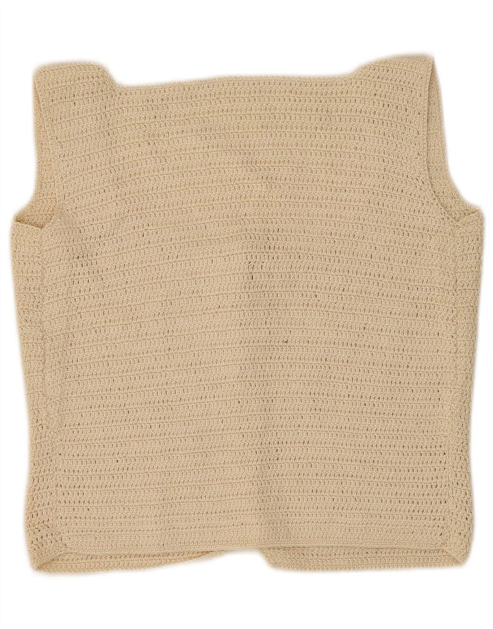 vintage Femmes Crop Top UK 10 Petit Blanc Cassé