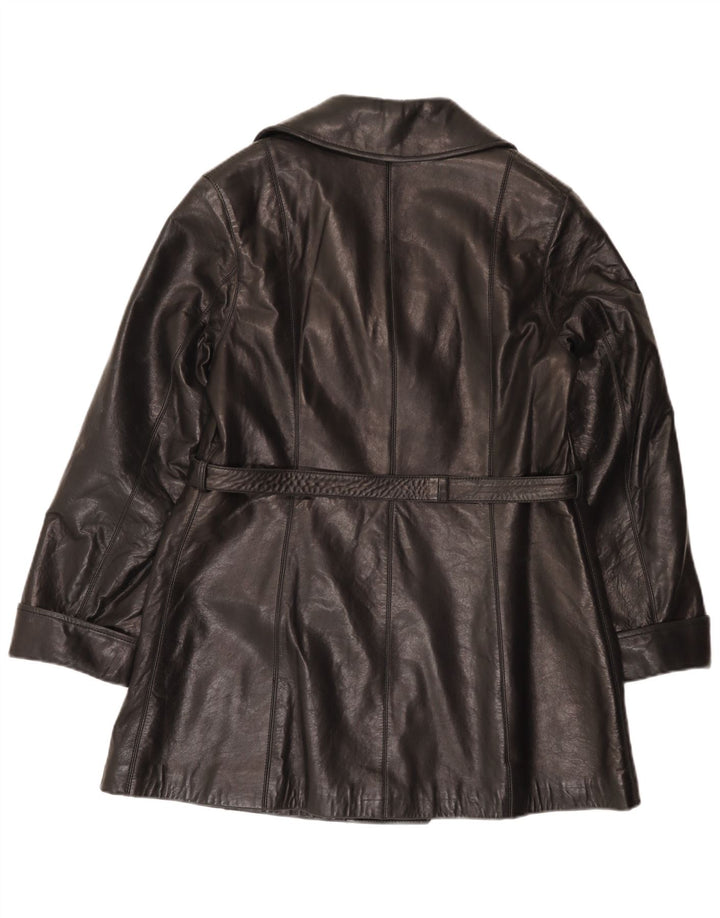 Brooklyn Manteau en cuir à double boutonnage pour femme IT 42 Cuir noir moyen
