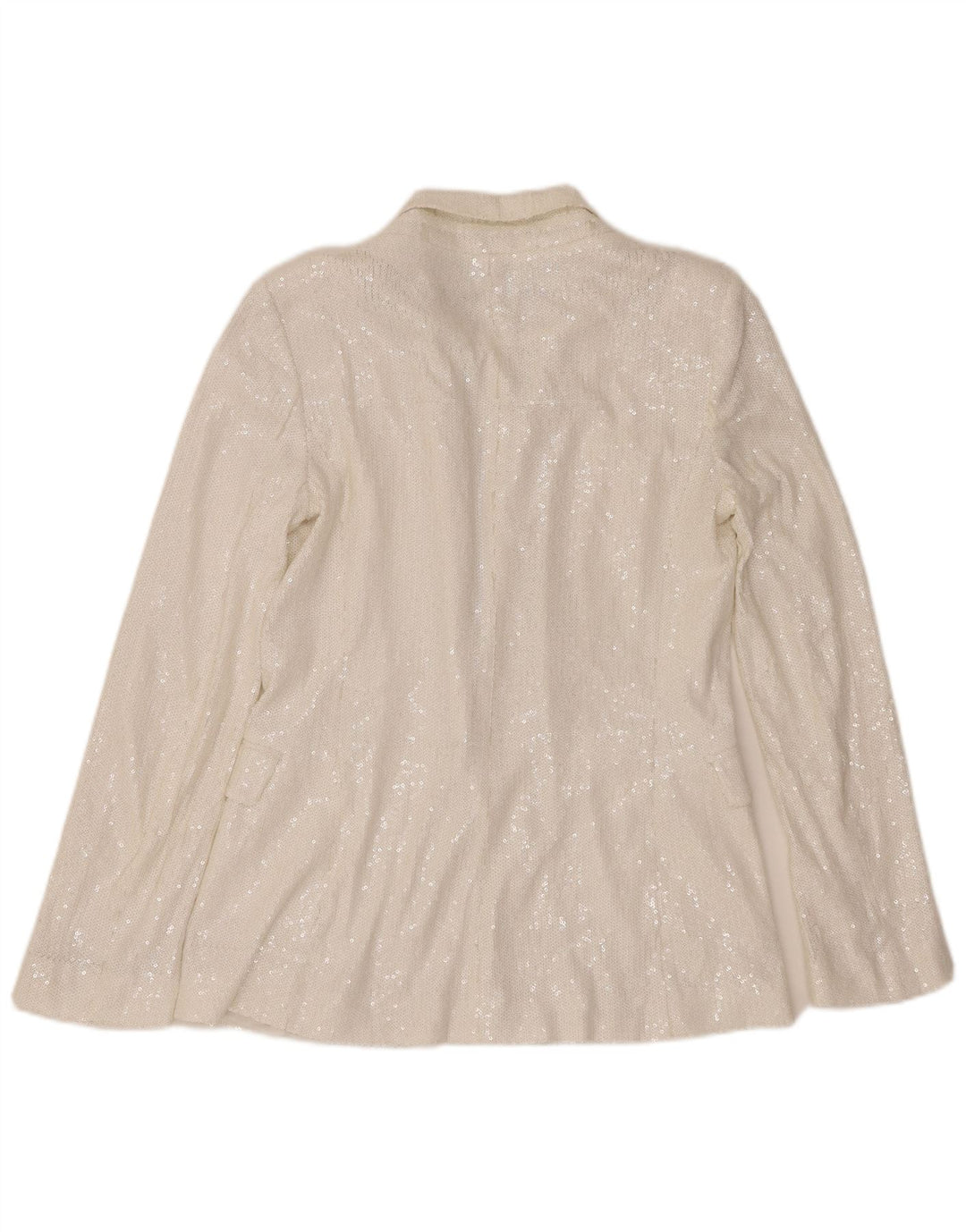Zara Veste Blazer à Paillettes 1 Bouton pour Femme UK 10 Petit Blanc