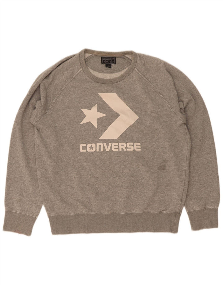 Converse Sweat-shirt graphique pour femme UK 14 Gris moyen Coton