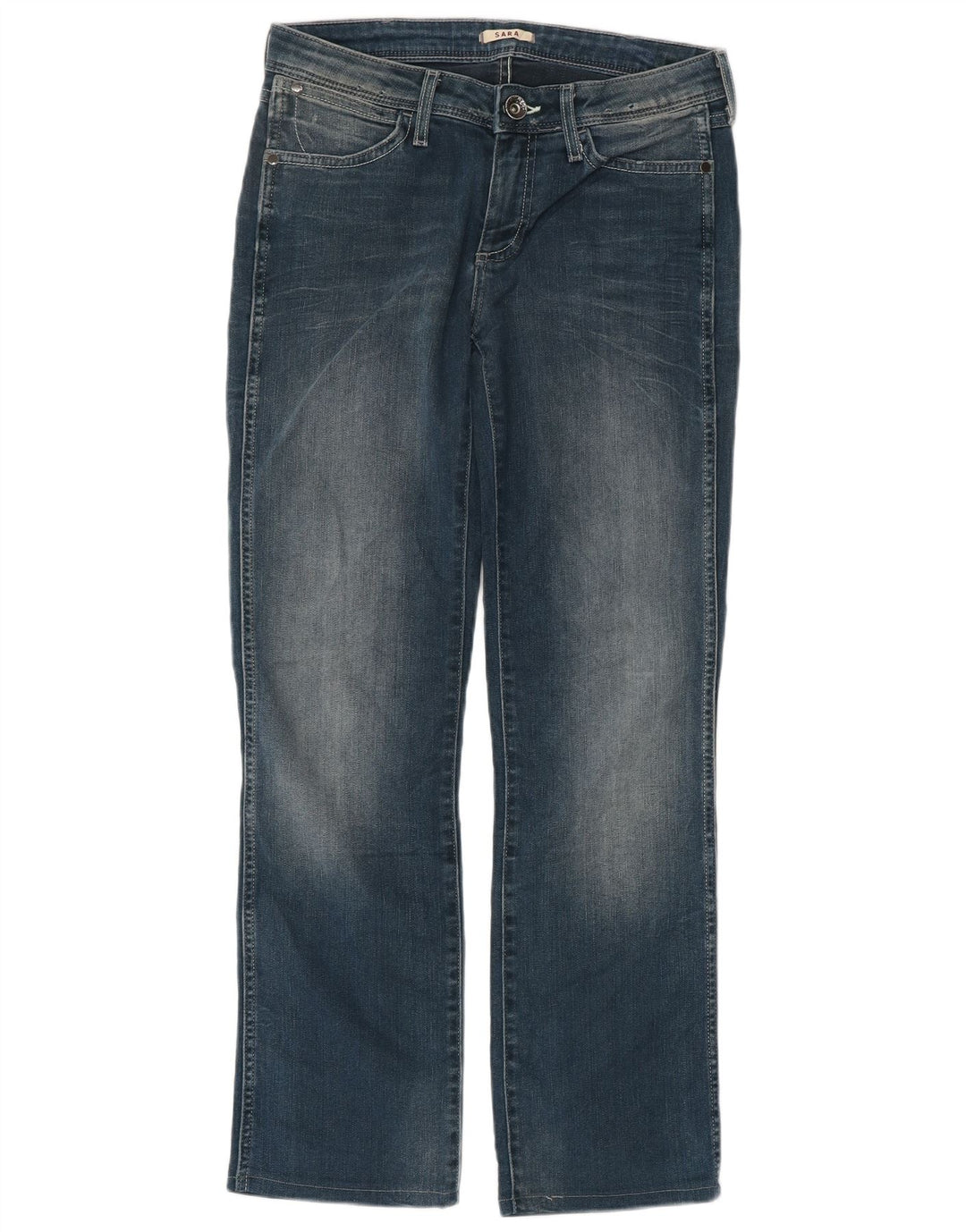 WRANGLER Womens Sara Straight Jeans W28 L30 Blue Cotton
