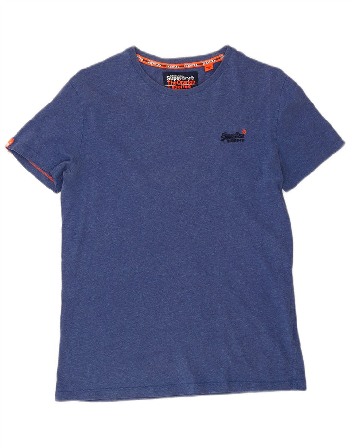 Superdry Homme T-Shirt Top Small Bleu Moucheté Coton