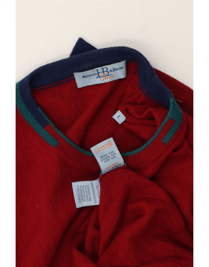 Harmont & Blaine Pull à col rond pour homme en laine color block rouge