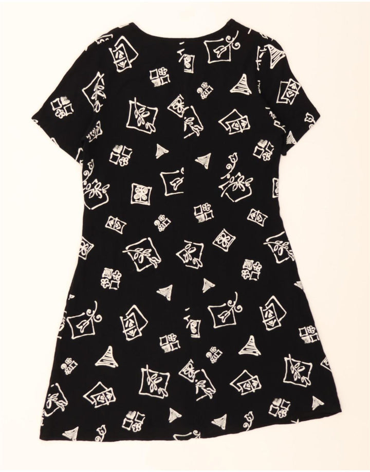 NOTATIONS Womens A-Line Dress UK 14 Medium Black Floral Vintage Notations and Second-Hand Notations from Messina Hembry 
