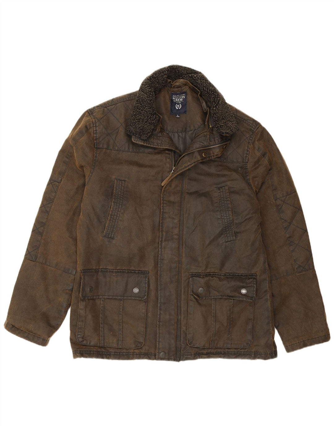 BOSTON CREW Veste en coton ciré pour homme UK 40 Grand coton kaki