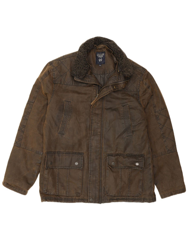 BOSTON CREW Veste en coton ciré pour homme UK 40 Grand coton kaki