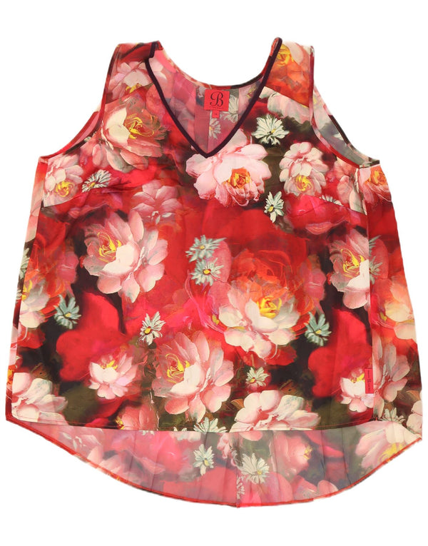 Ted Baker Haut Chemisier Femme UK 44 Grand Rouge Floral Polyester