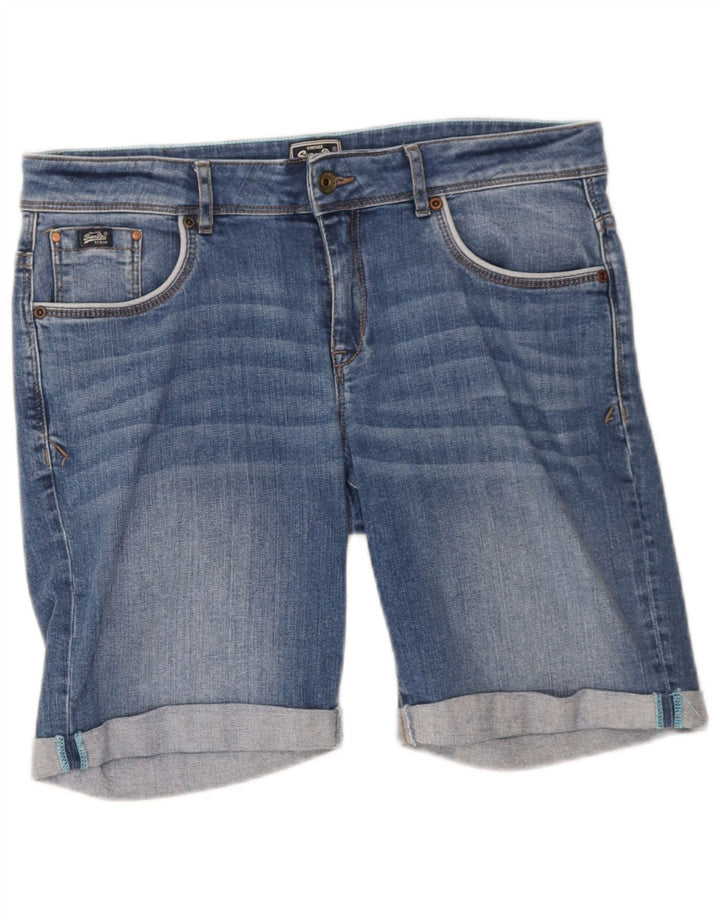 Superdry Femme Short En Jean W34 Grand Bleu Coton