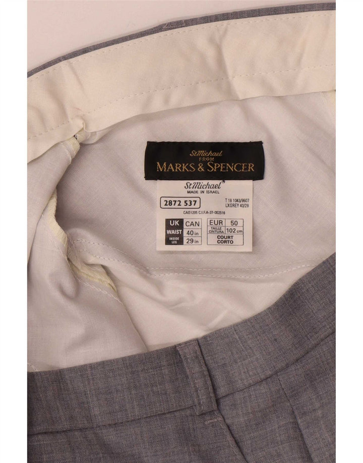 Marks & Spencer Pantalon de Costume Droit Homme W40 L29 Gris Polyester