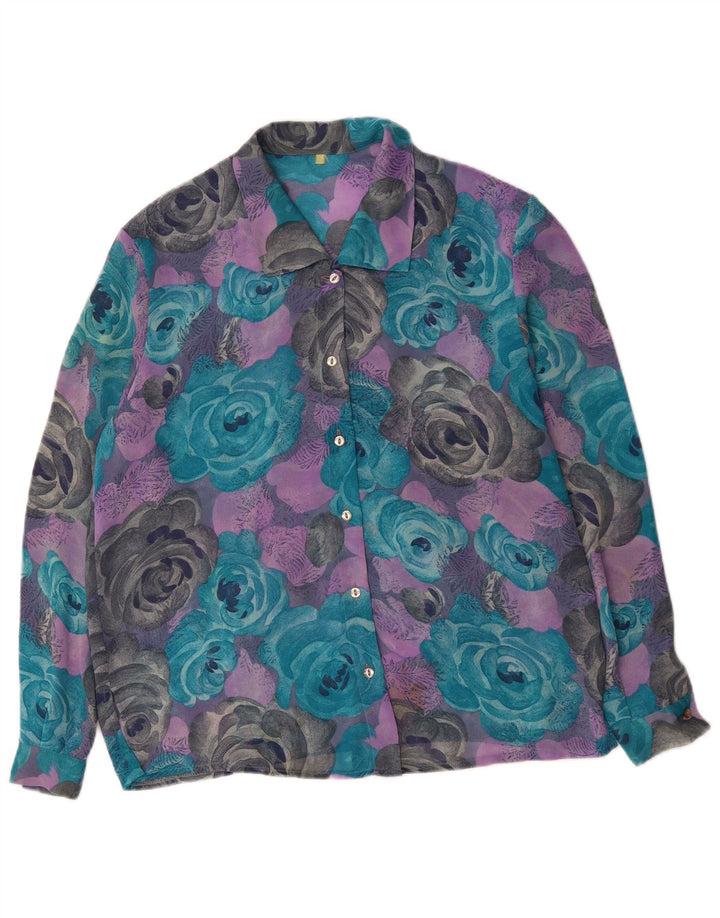 VINTAGE Chemisier Femme UK 18 XL Multicolore Floral