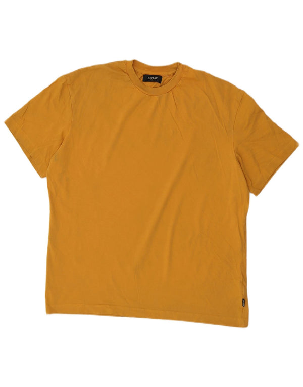 Replay T-Shirt Graphique Homme Top 2XL Jaune Coton