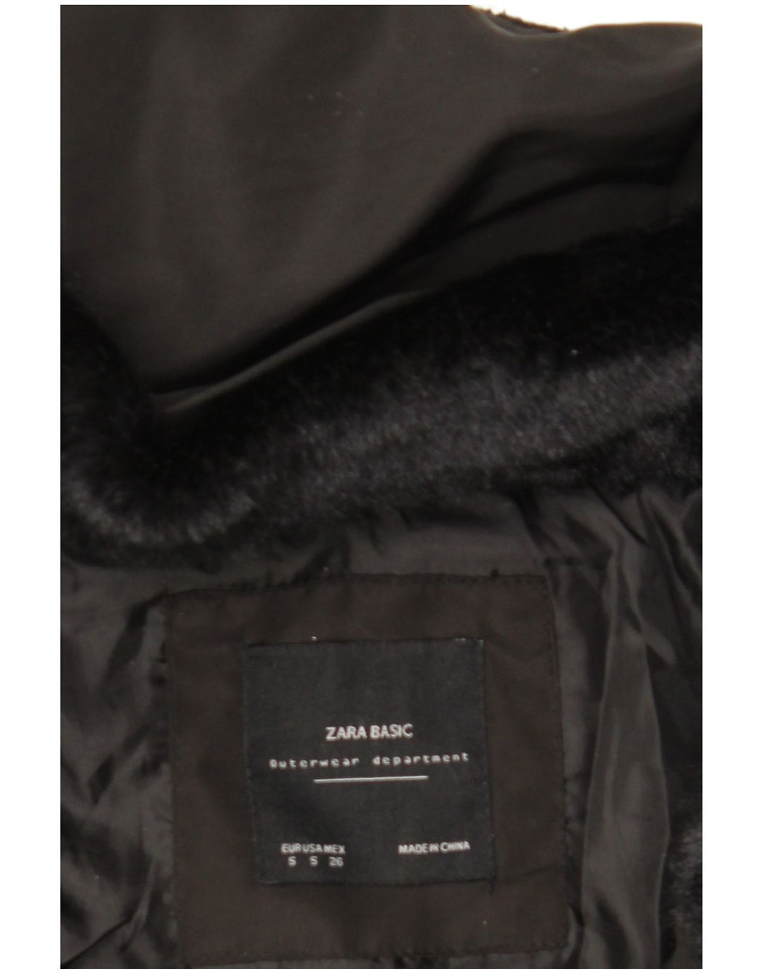 Zara Veste matelassée à capuche pour femme UK 10 Small Noir Polyester