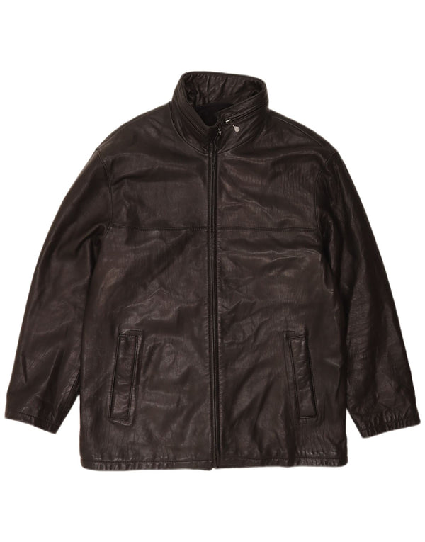 Pierre Cardin Veste en cuir à capuche pour homme UK 44 2XL Noir